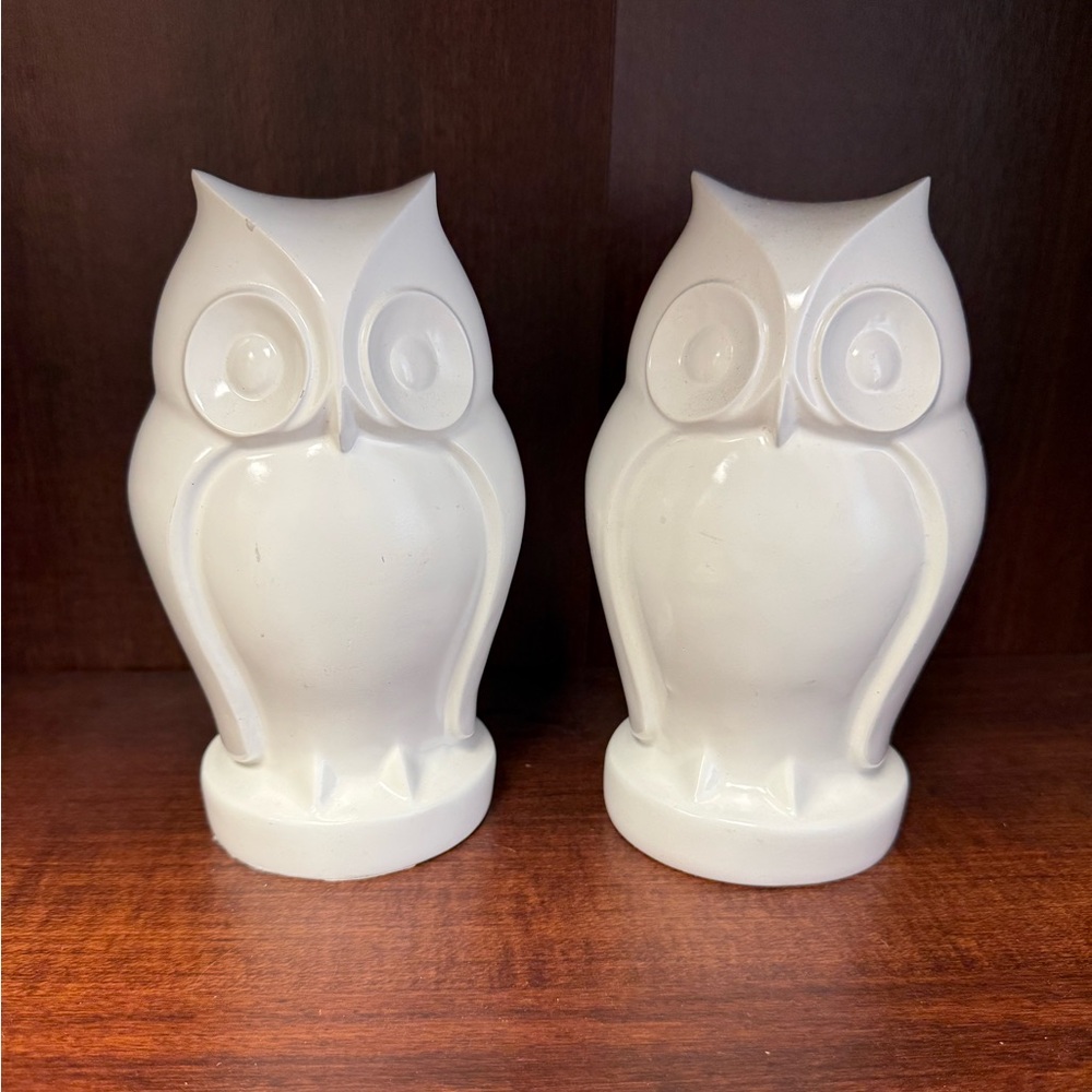 GORGEOUS white owl bookends